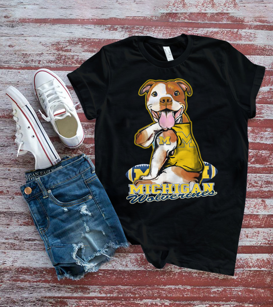 Pittbull Michigan Wolverines M Football Fan T-Shirt