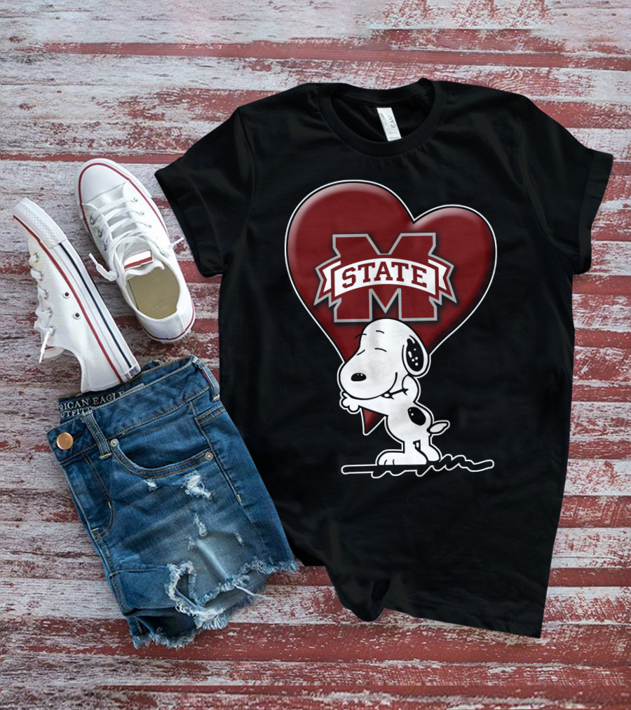 Snoopy Mississippi State Bulldogs Heart T-Shirt