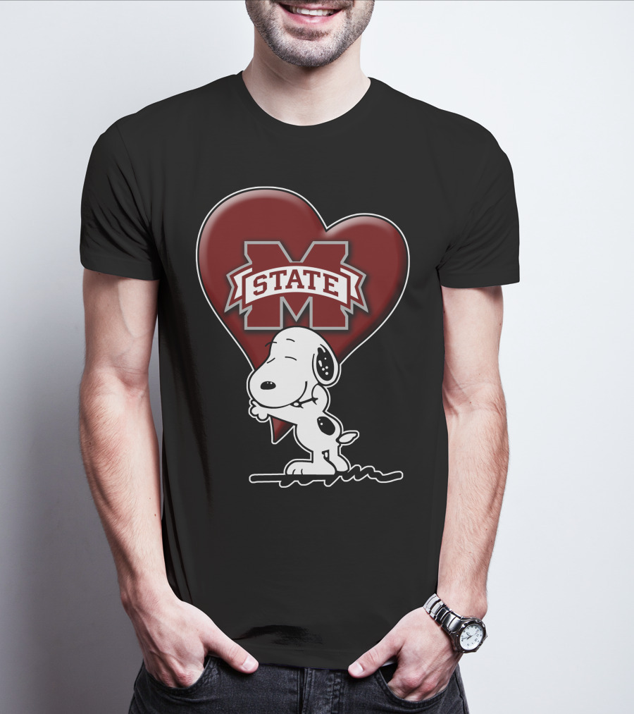 Snoopy Mississippi State Bulldogs Heart T-Shirt