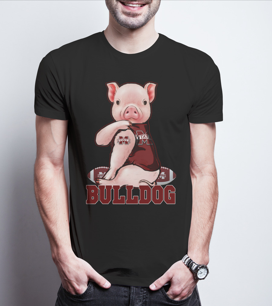 Mississippi State Bulldogs Pig With Football And Team T-Shirt