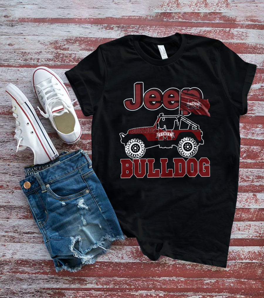 Jeep Mississippi State Bulldog State Flag Rugged T-Shirt
