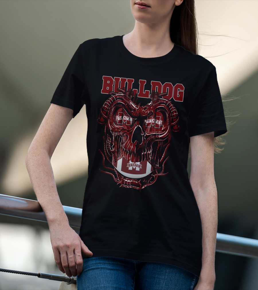 Bulldog Dragonskull Mississippi State M Football T-Shirt