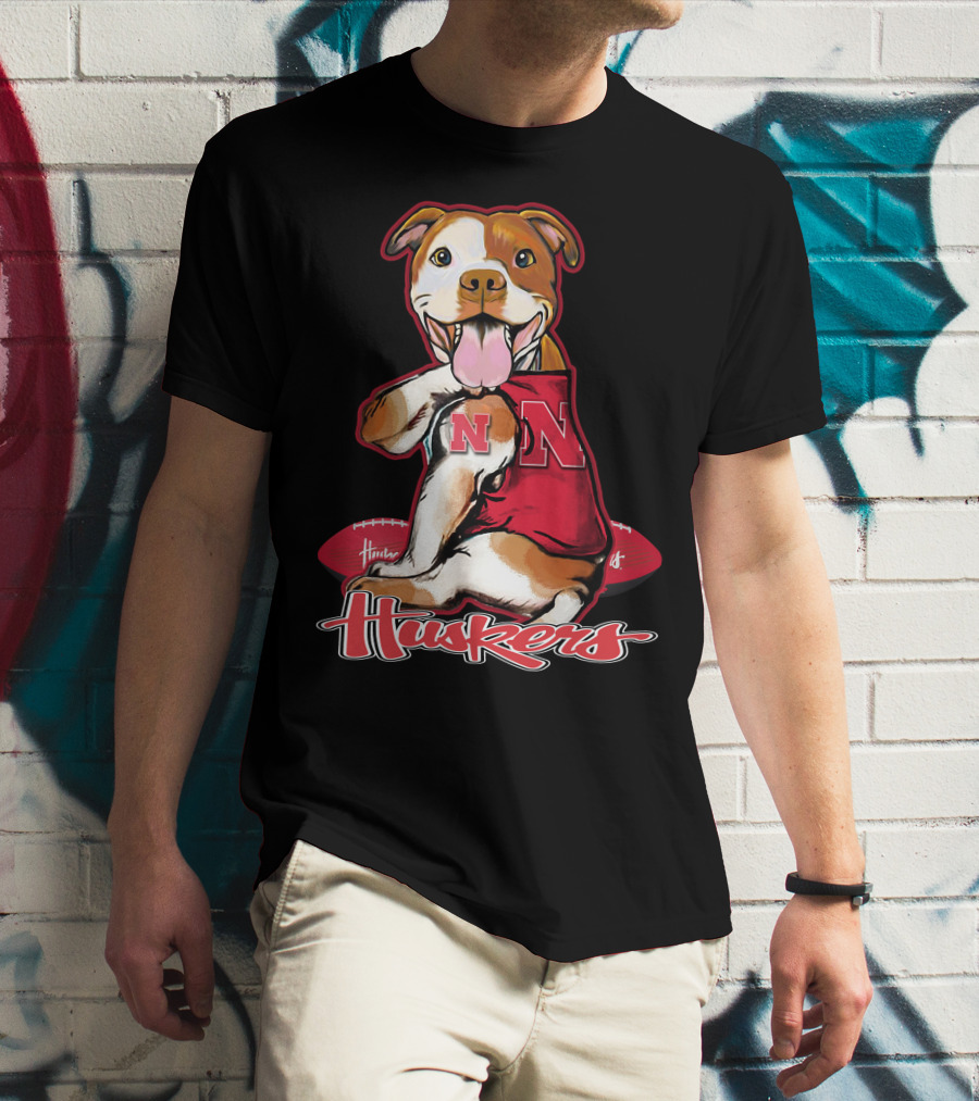 Huskers N Football Dog Nebraska Cornhuskers T-Shirt