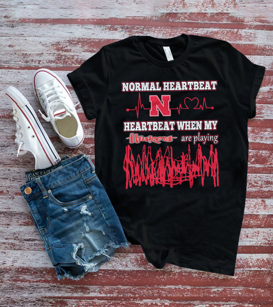 Normal Heartbeat Huskers Heartbeat When My Huskers Are Playing T-Shirt