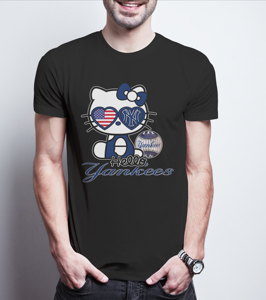 Hello Kitty Yankees American Flag Baseball T-Shirt