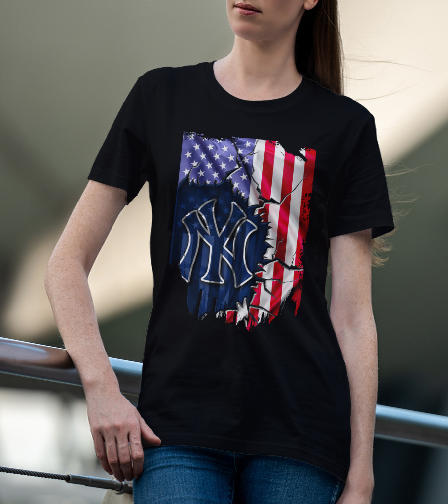 Flag New York Yankees American Pride Rip T-Shirt