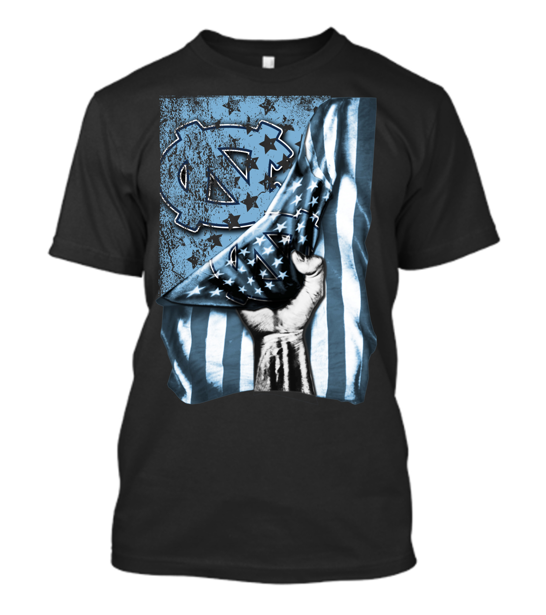 North Carolina UNC Tar Heels American Flag Fist Gesture T-Shirt