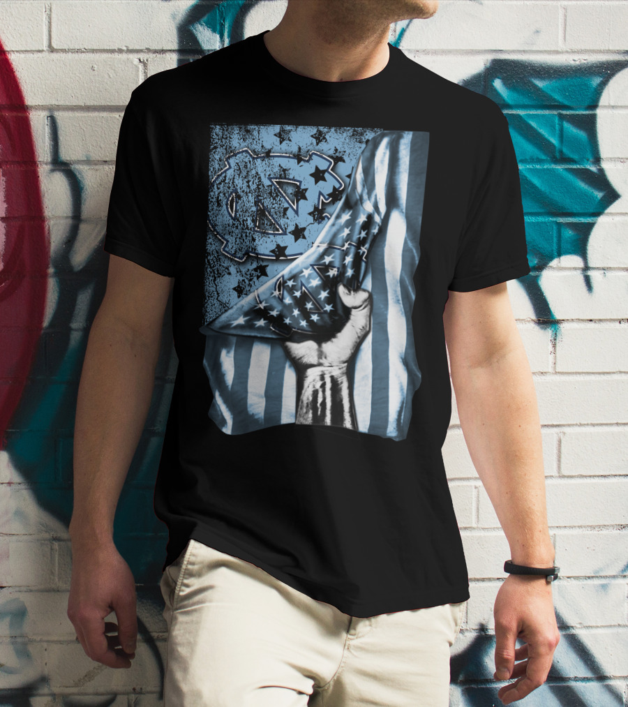 North Carolina UNC Tar Heels American Flag Fist Gesture T-Shirt