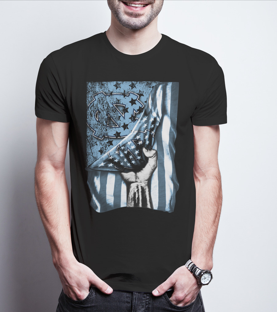 North Carolina UNC Tar Heels American Flag Fist Gesture T-Shirt