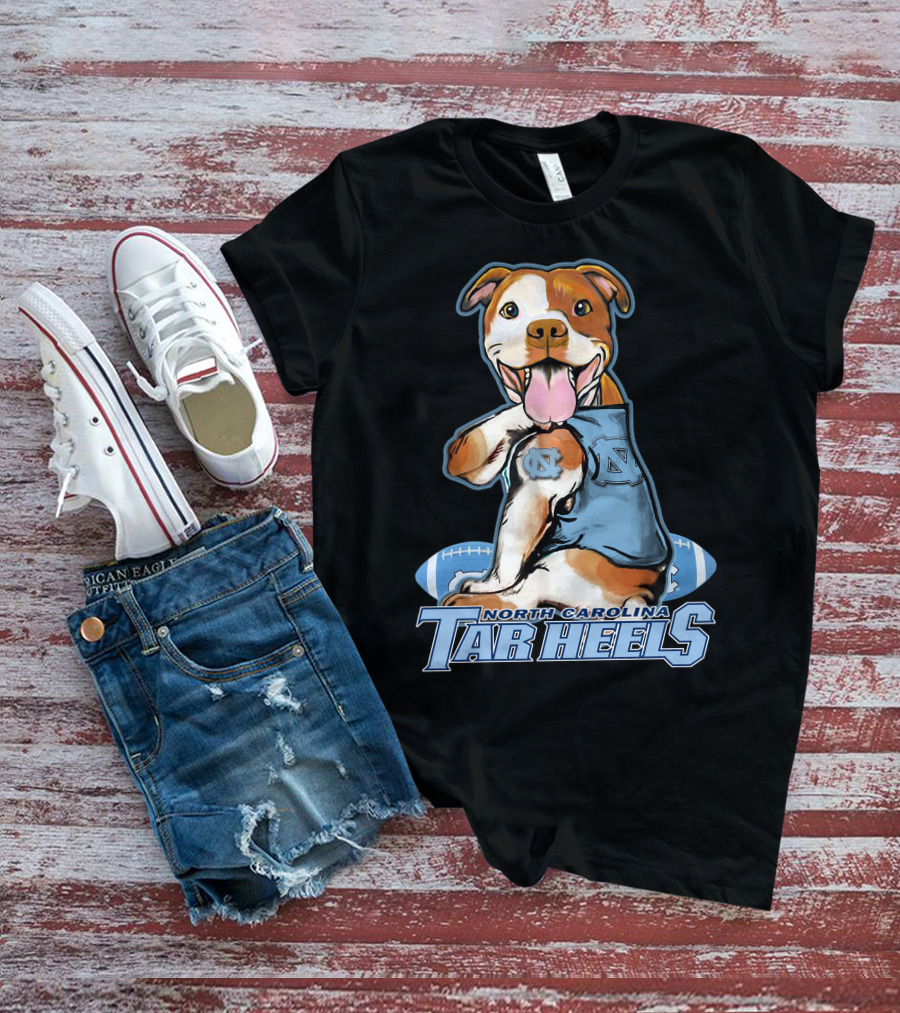 North Carolina Tar Heels Pittbull With Football T-Shirt
