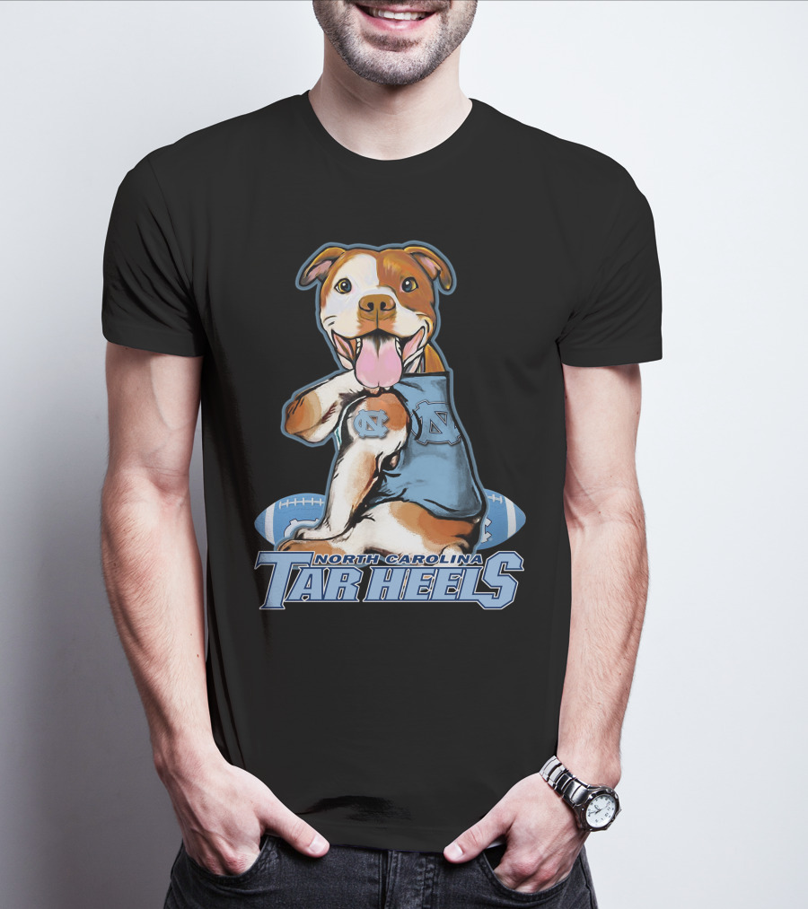 North Carolina Tar Heels Pittbull With Football T-Shirt