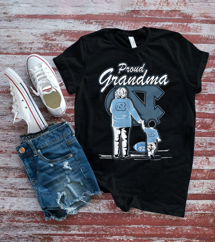 Proud Grandma North Carolina Tar Heels Football Family Connection T-Shirt