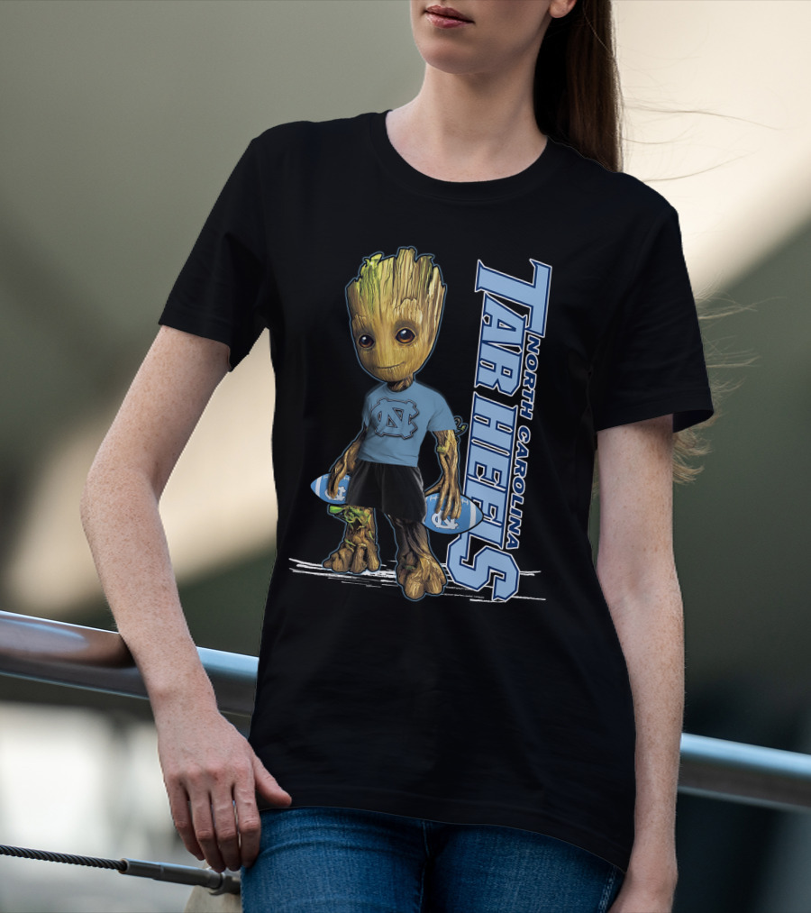 Groot North Carolina Tar Heels Basketball Fan With UNC T-Shirt