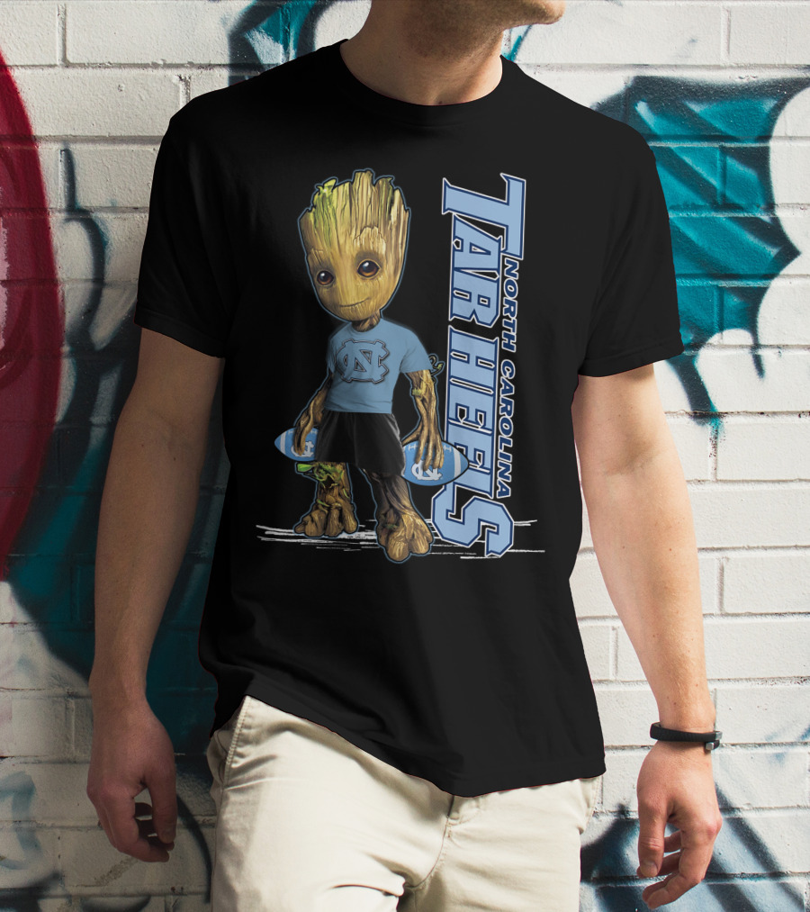 Groot North Carolina Tar Heels Basketball Fan With UNC T-Shirt