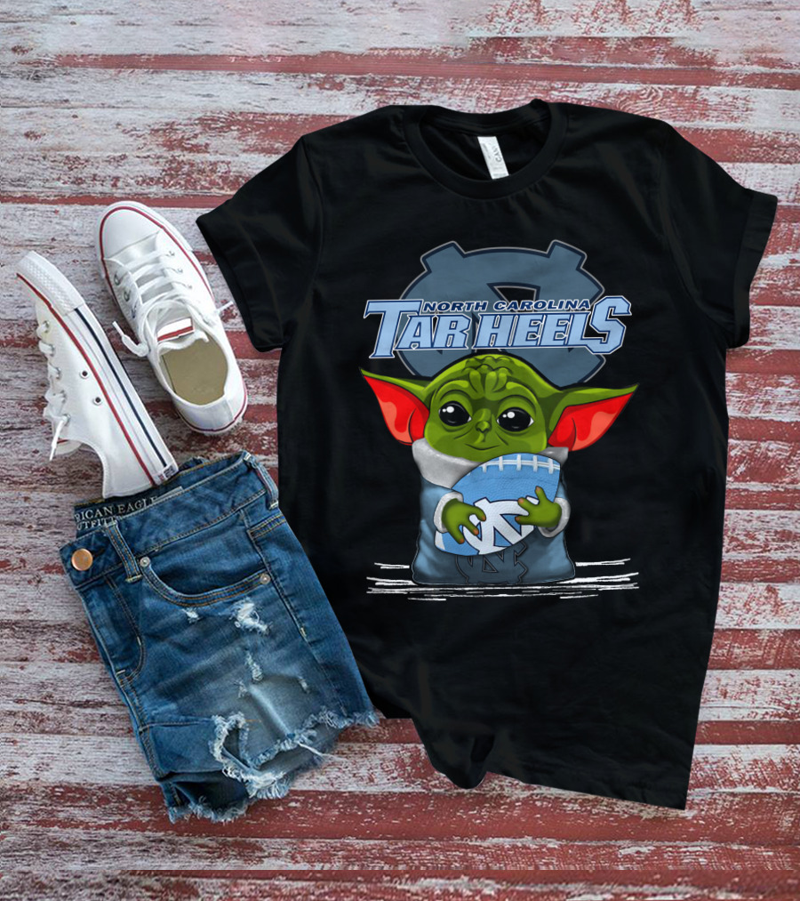 Yoda Holding North Carolina Tar Heels Football With UNC T-Shirt