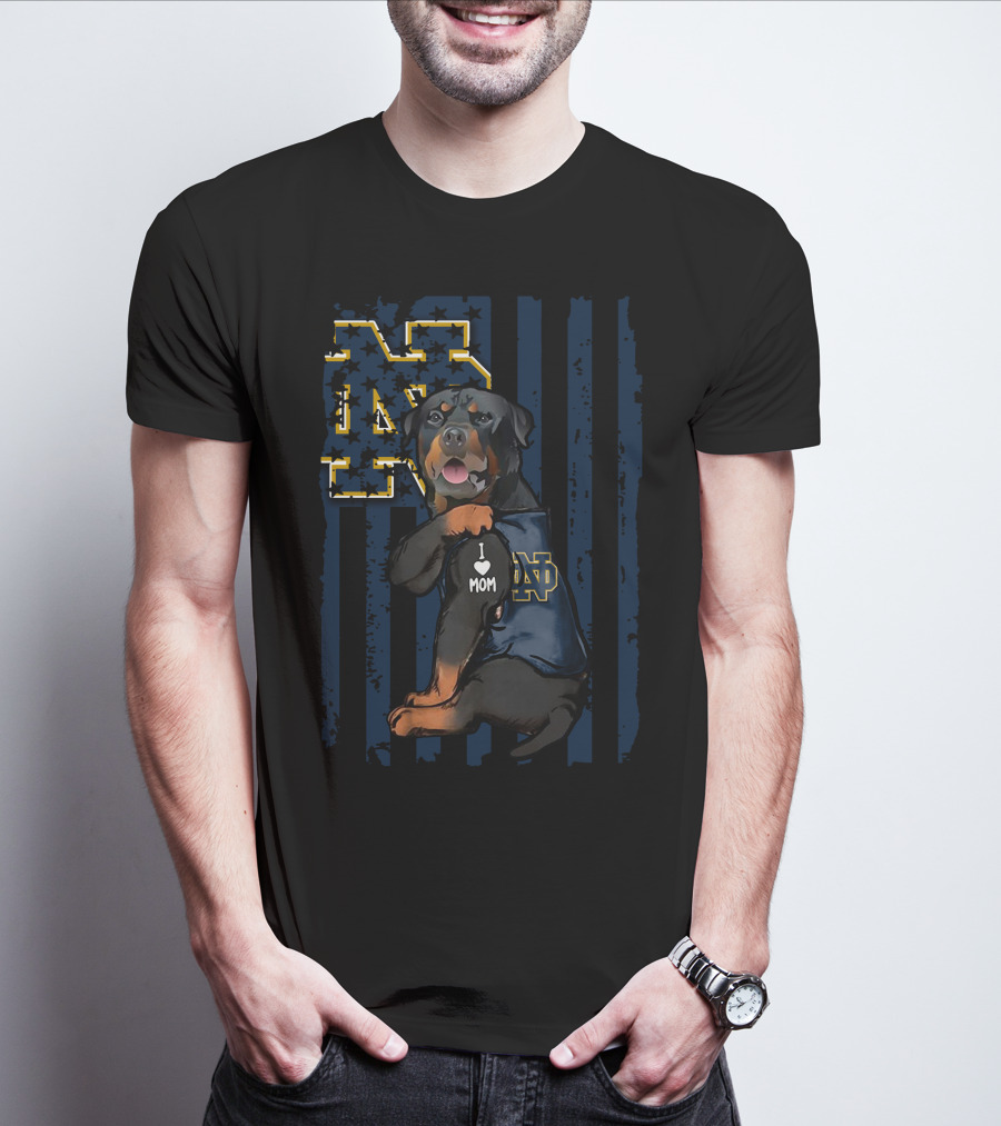 Rottweiler I Love Mom Notre Dame Fighting Irish ND T-Shirt