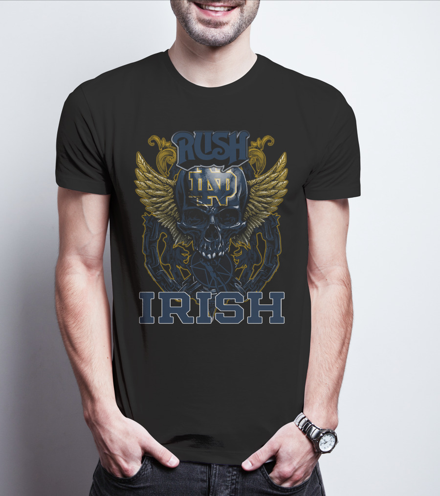 Rush Notre Dame ND Skull Wings Irish T-Shirt