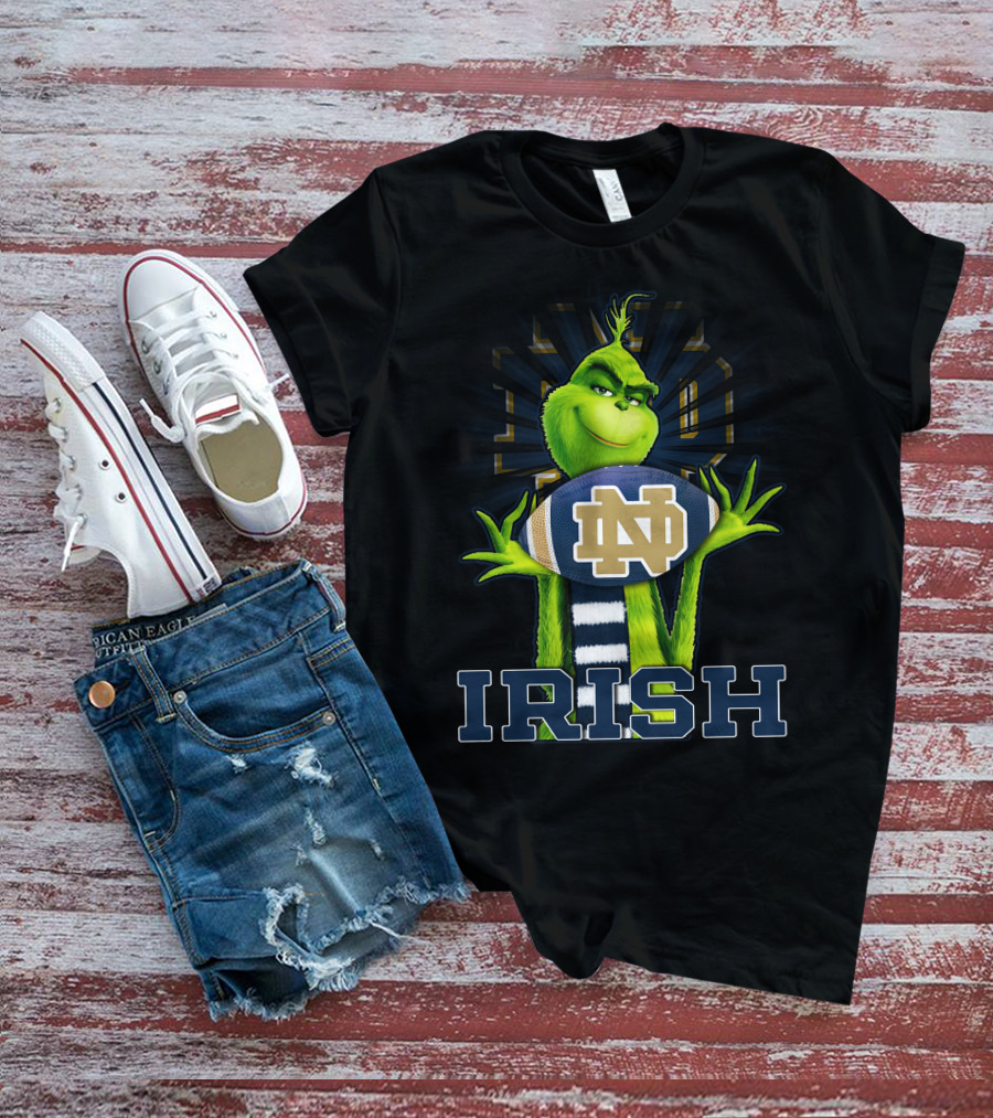 Grinch Holding Notre Dame Football Irish T-Shirt