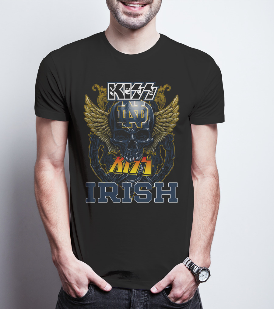Kiss Notre Dame ND Winged Skull Irish T-Shirt