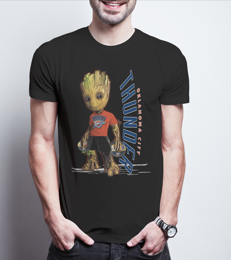 Groot Holding Oklahoma City Thunder Basketballs T-Shirt