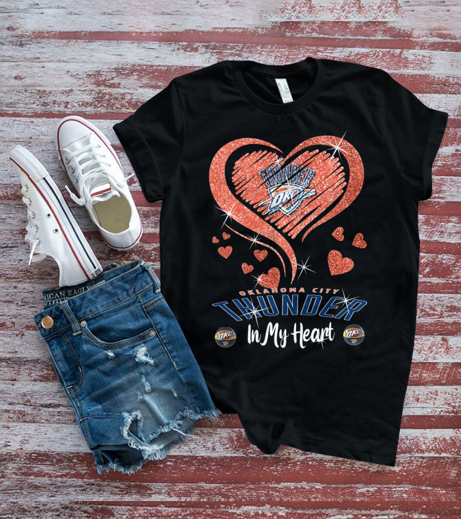 Oklahoma City Thunder Sparkling Heart In My Heart T-Shirt