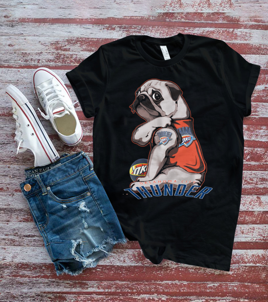 Oklahoma City Thunder Pug With DKC Thunder T-Shirt