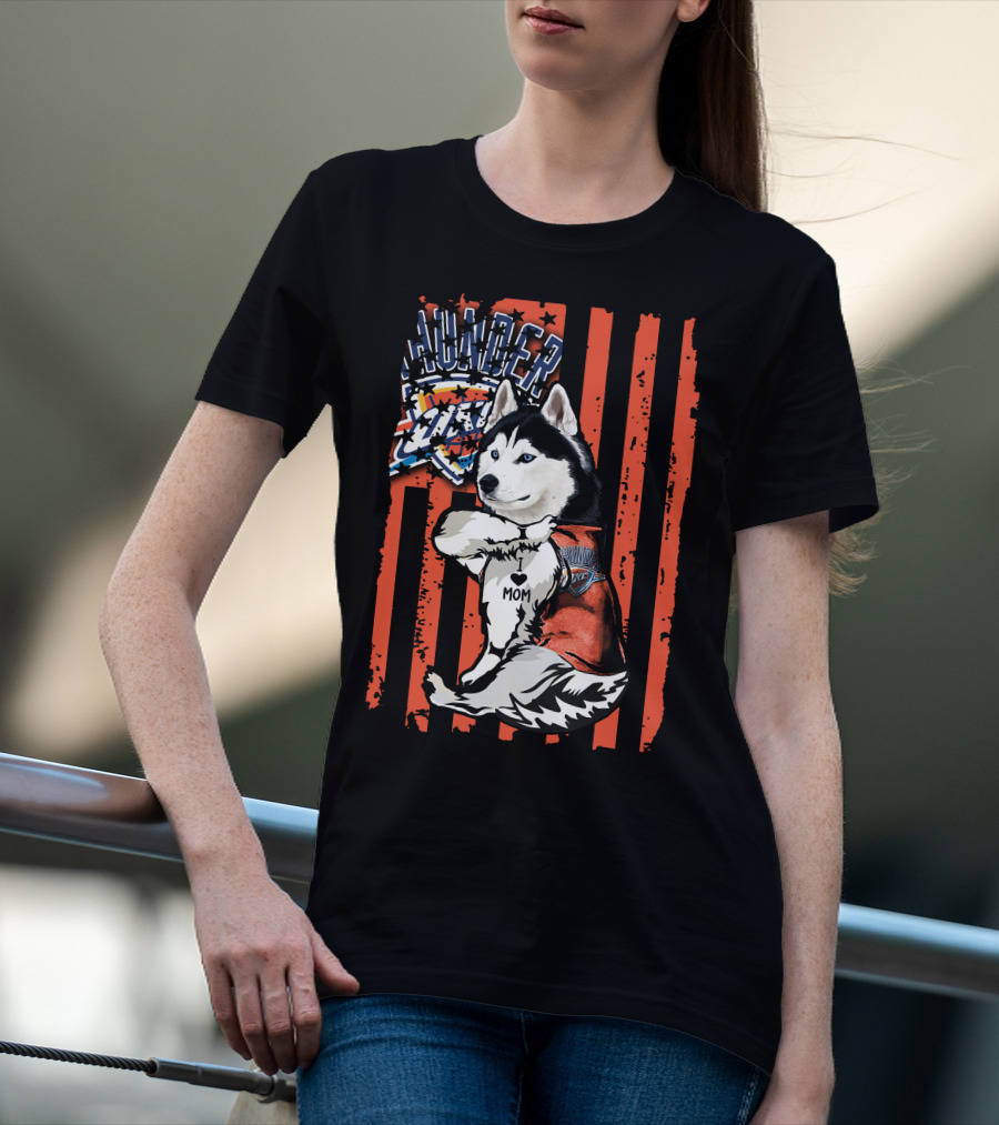 Thunder Siberian Husky Mom Oklahoma City Basketball T-Shirt