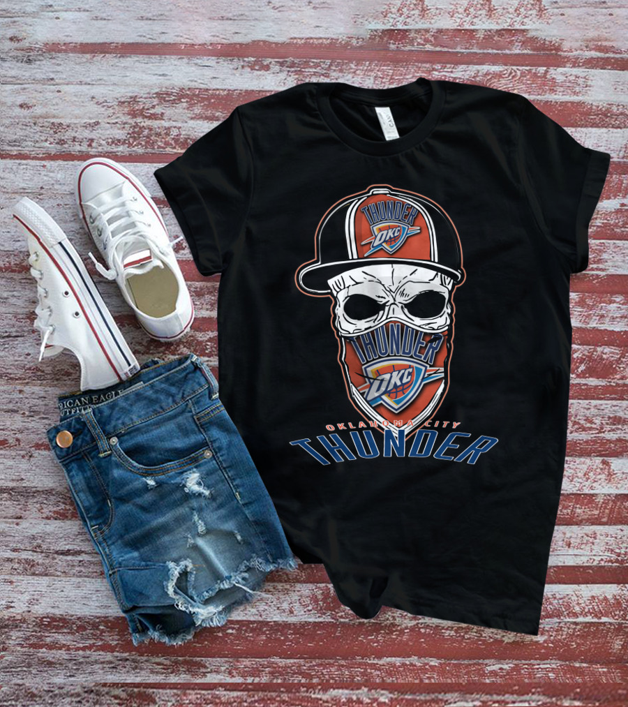 Thunder OCK Oklahoma City Skull Hat T-Shirt