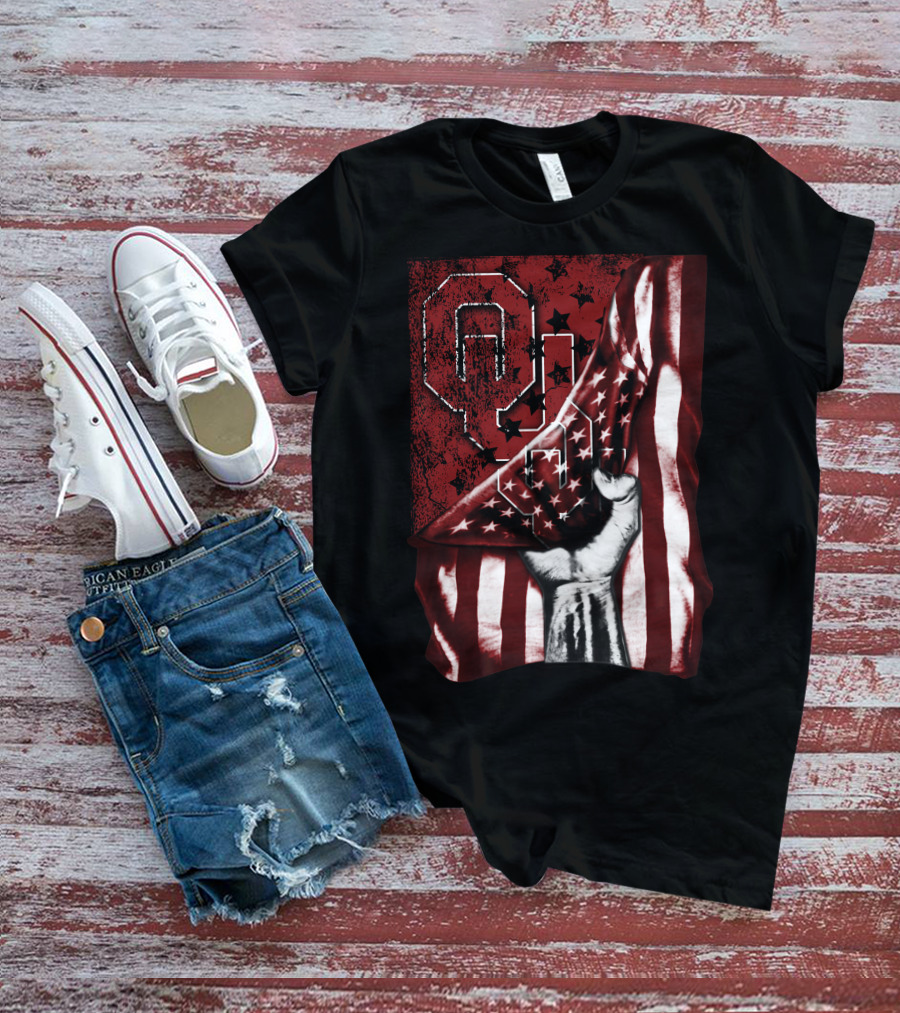 Oklahoma Sooners Flag Stars And Stripes Hand T-Shirt