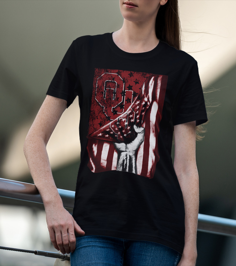 Oklahoma Sooners Flag Stars And Stripes Hand T-Shirt