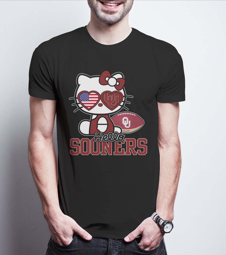 Hello Kitty Oklahoma Sooners Football American Flag T-Shirt