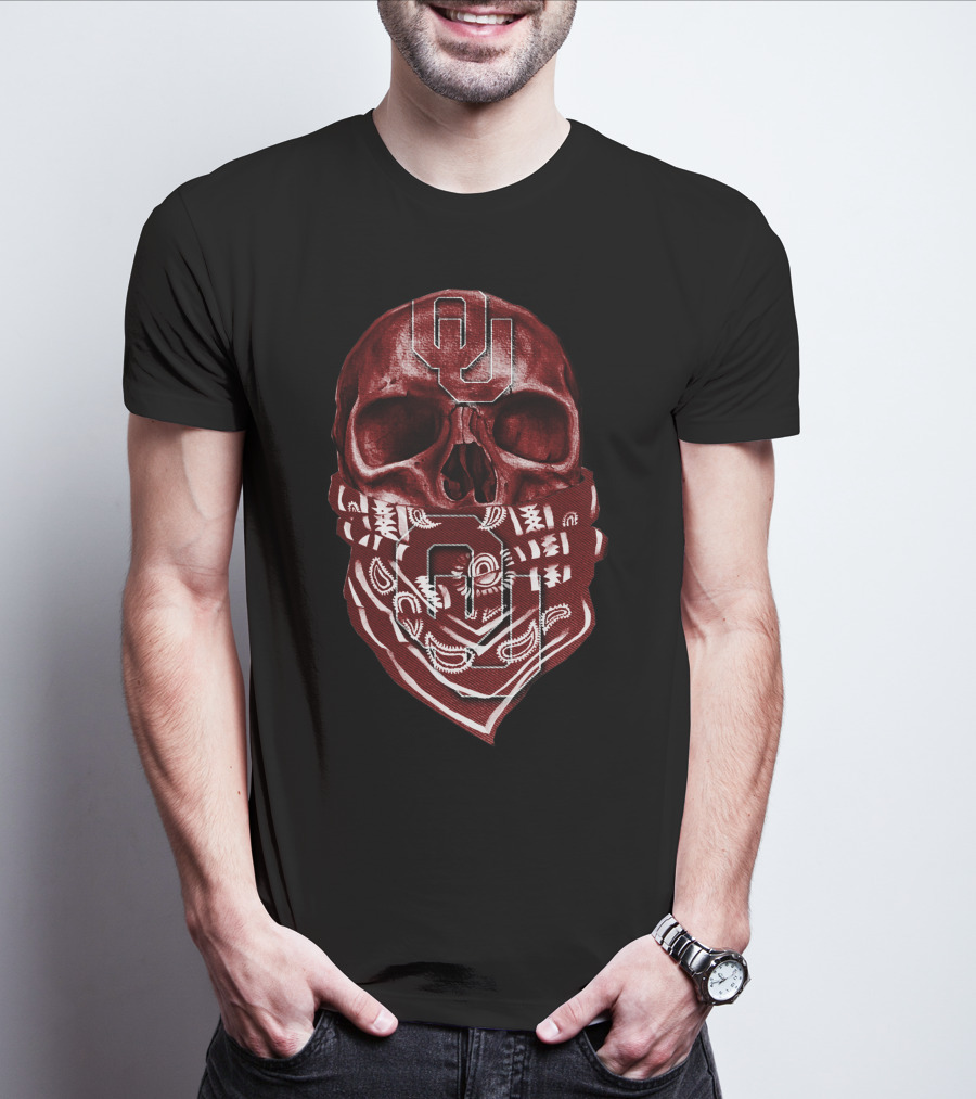 Skull Oklahoma Sooners OU Logo Bandana T-Shirt