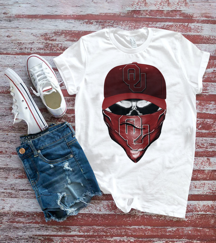 OU Skull Red Cap Bandana Oklahoma Sooners T-Shirt