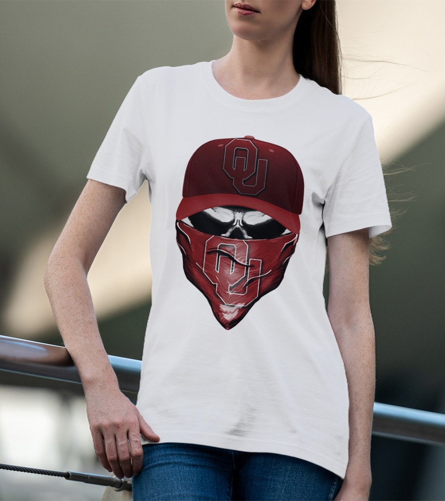 OU Skull Red Cap Bandana Oklahoma Sooners T-Shirt