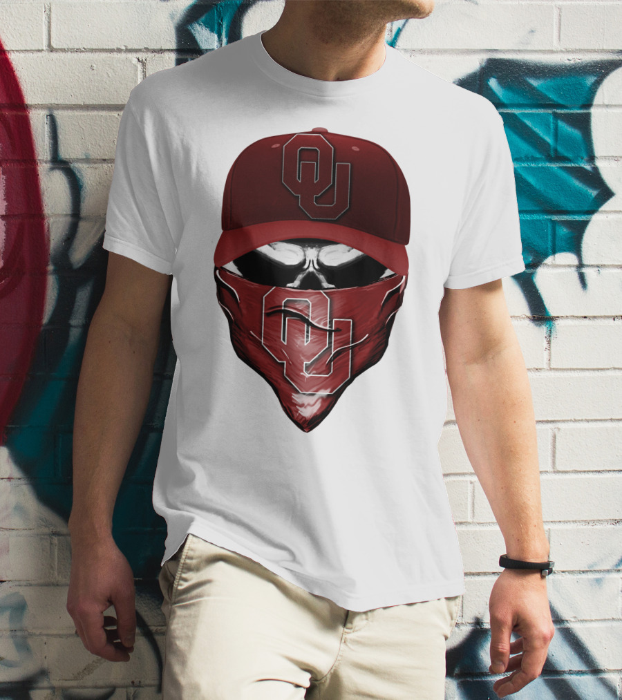 OU Skull Red Cap Bandana Oklahoma Sooners T-Shirt
