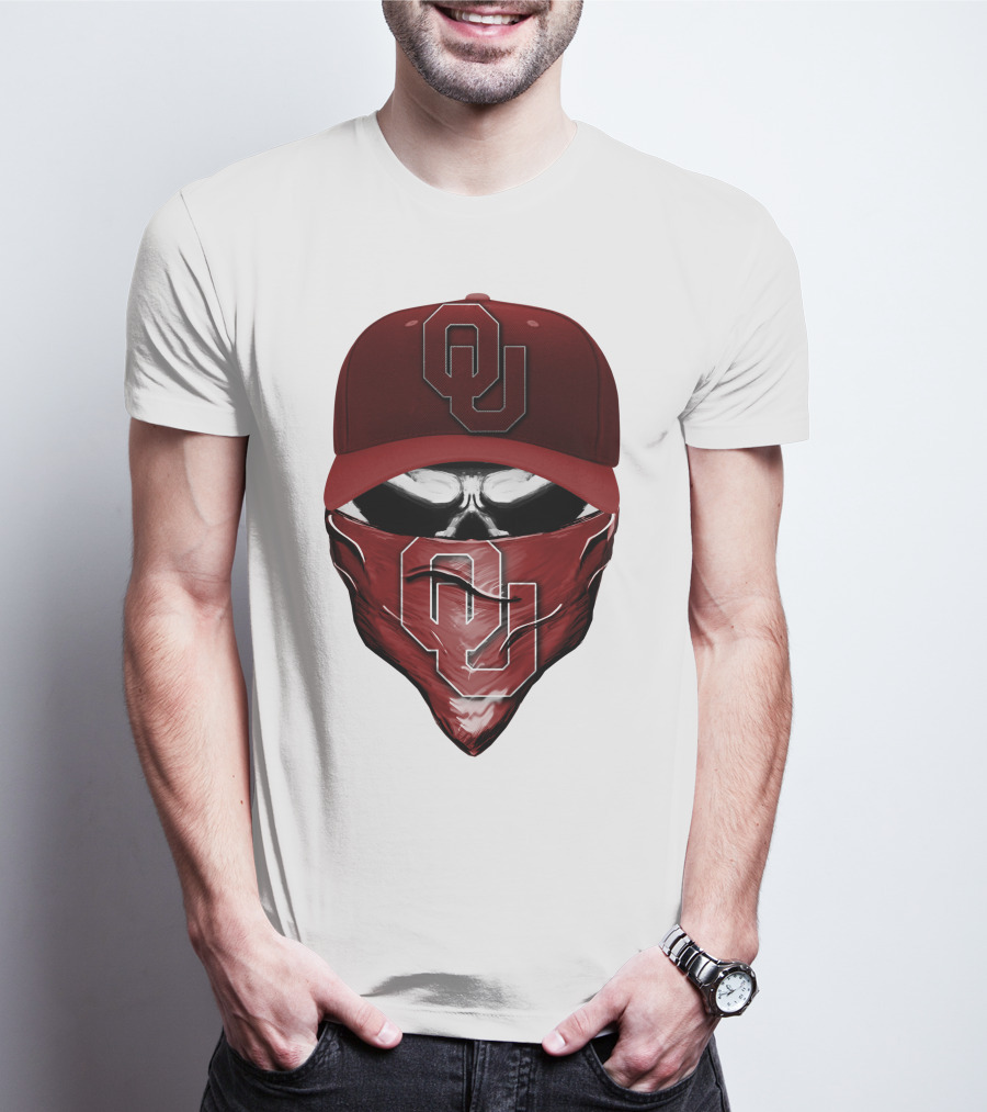 OU Skull Red Cap Bandana Oklahoma Sooners T-Shirt