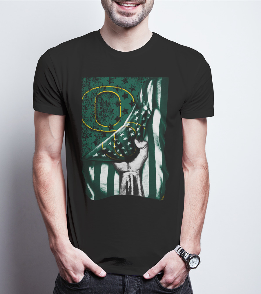 Oregon Ducks American Flag Fist And Stars T-Shirt