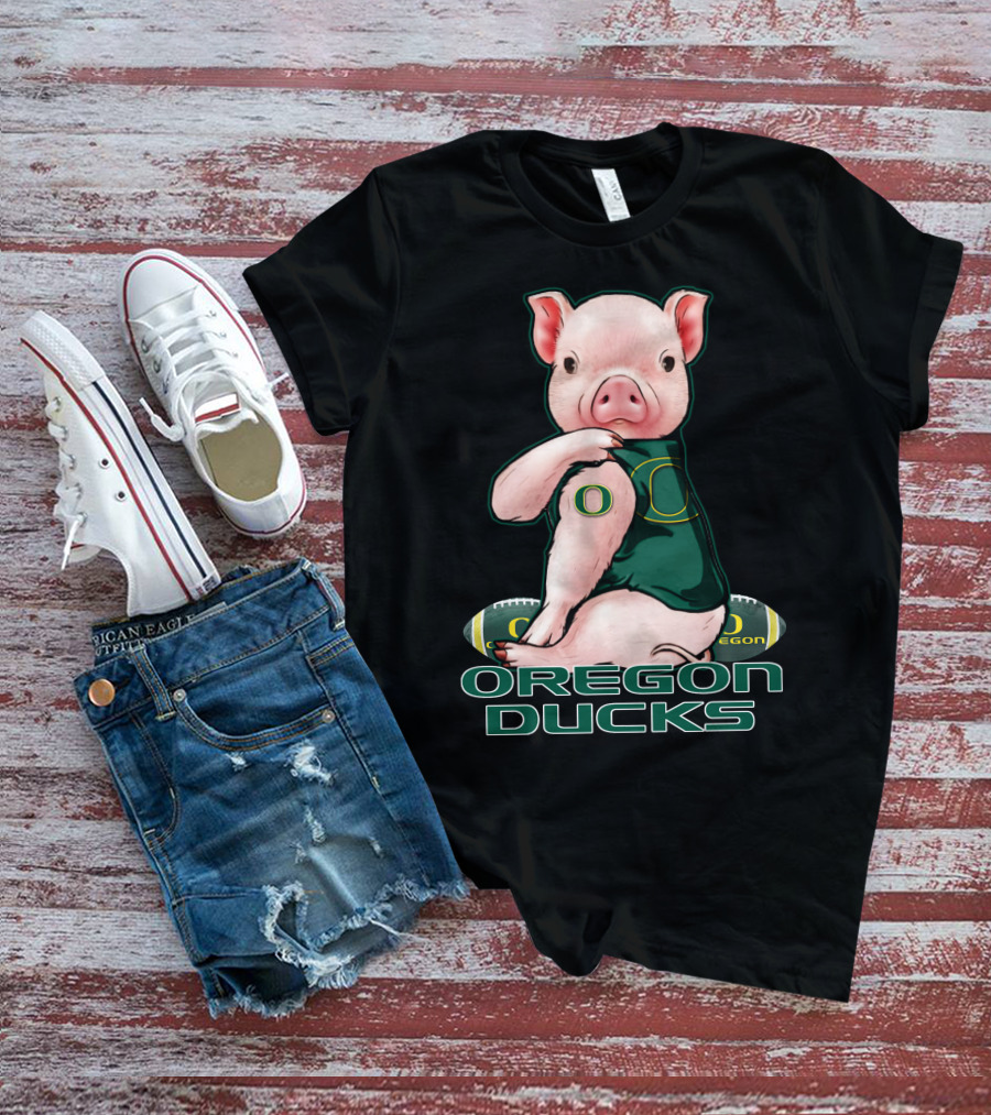 Pig Wearing Oregon Ducks Football Jersey T-Shirt