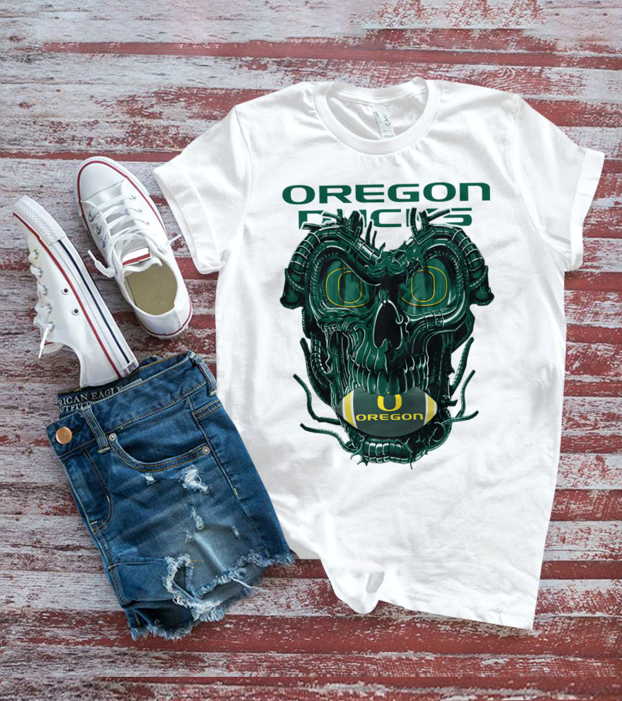 Oregon Ducks Dragonskull Football Fusion T-Shirt