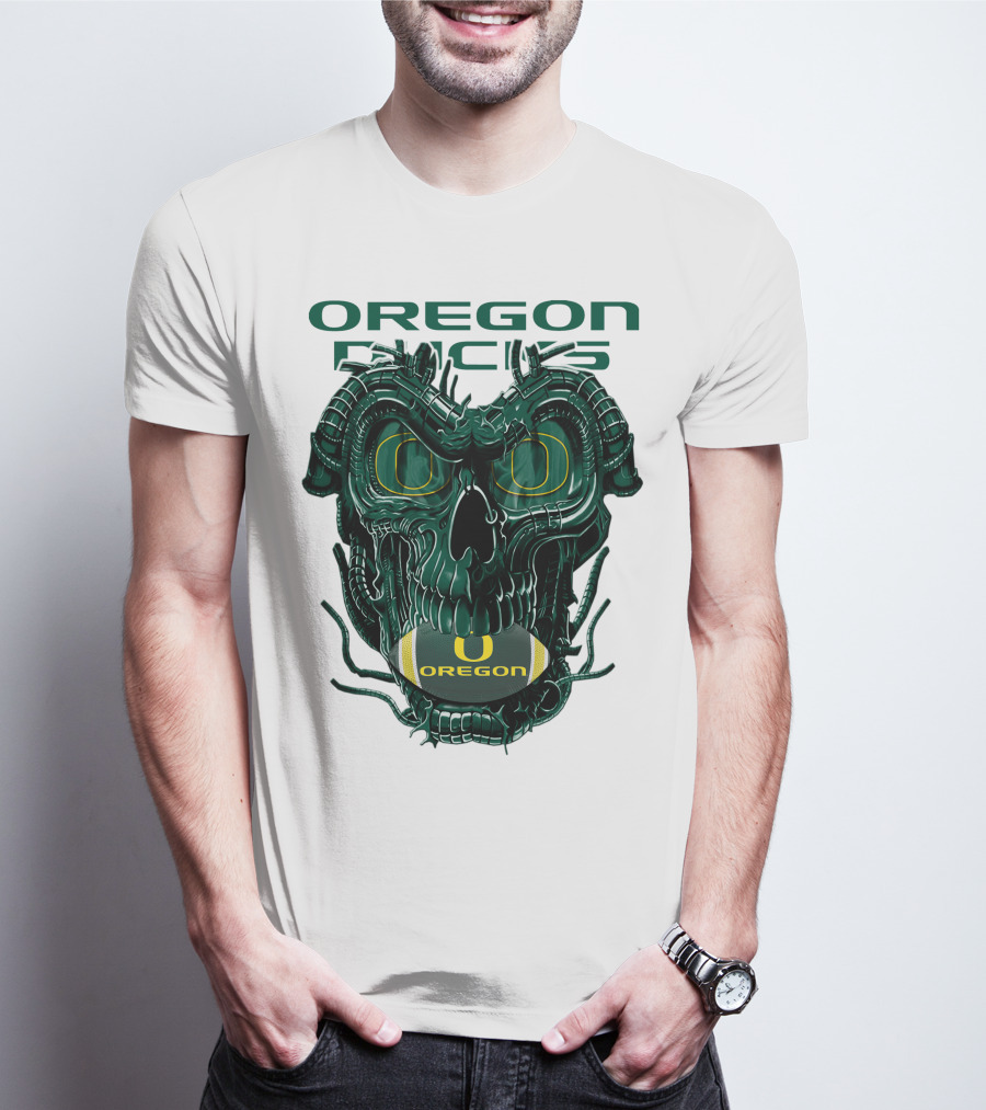 Oregon Ducks Dragonskull Football Fusion T-Shirt