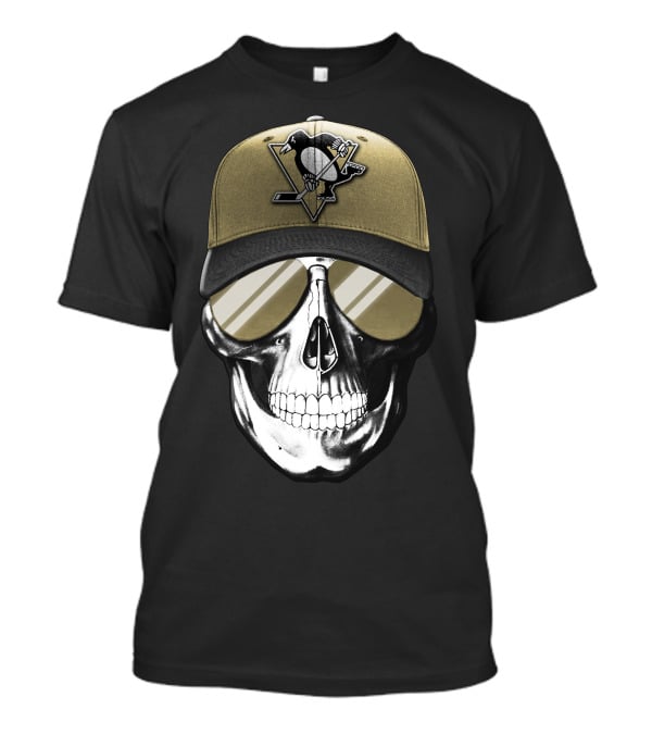 Pittsburgh Penguins Skull Hat Hockey Fan T-Shirt