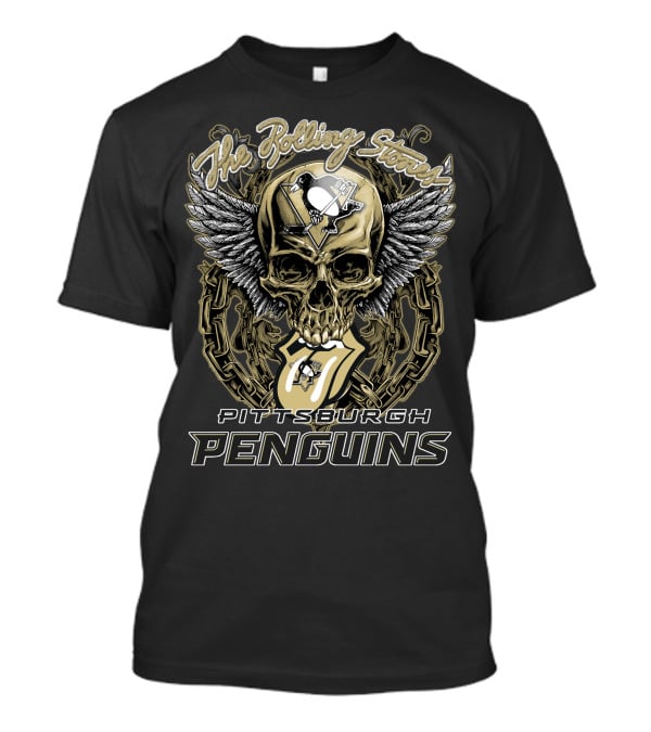 The Rolling Stones Pittsburgh Penguins Skull And Wings Logo Collaboration T-Shirt