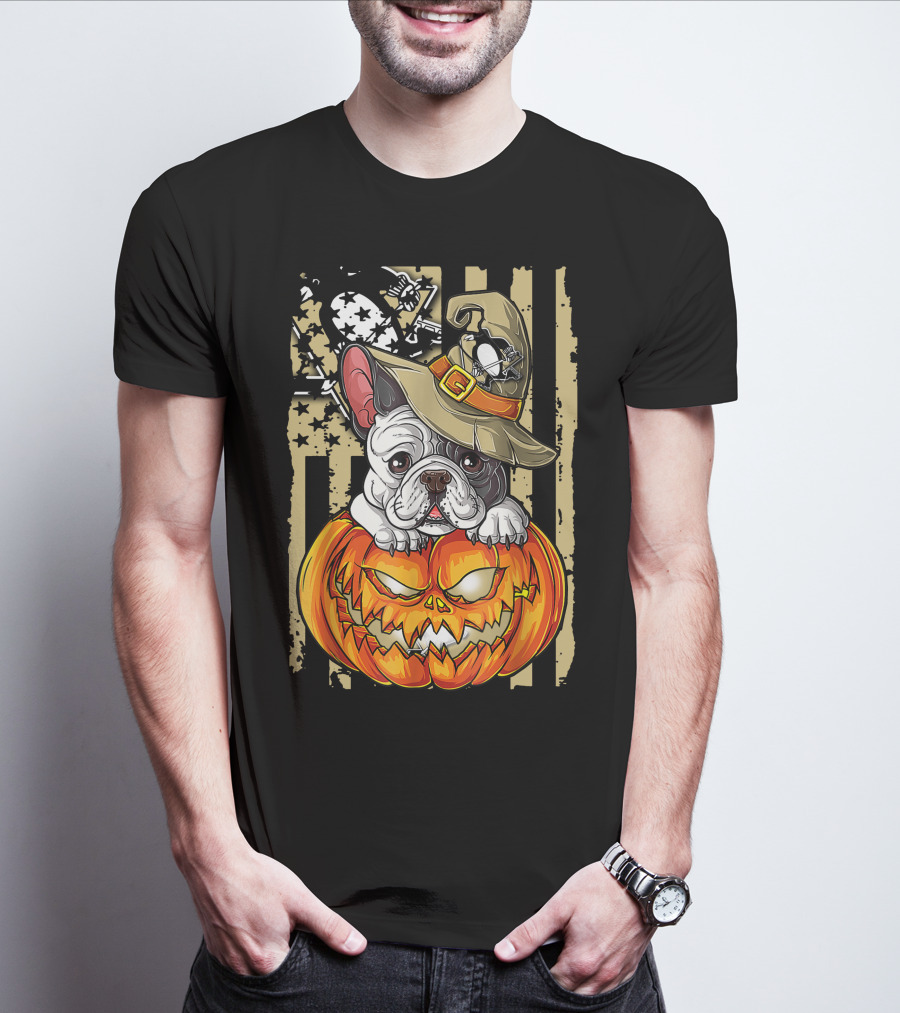 Hlw Bulldog Pumpkin Pittsburgh Penguins Halloween T-Shirt