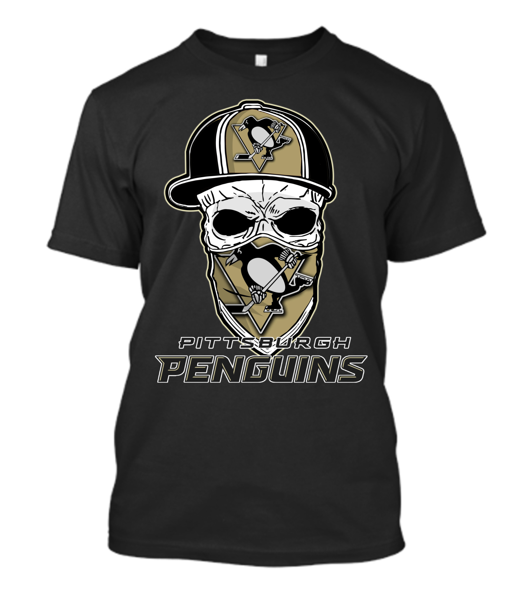 Pittsburgh Penguins Skull With Hat T-Shirt