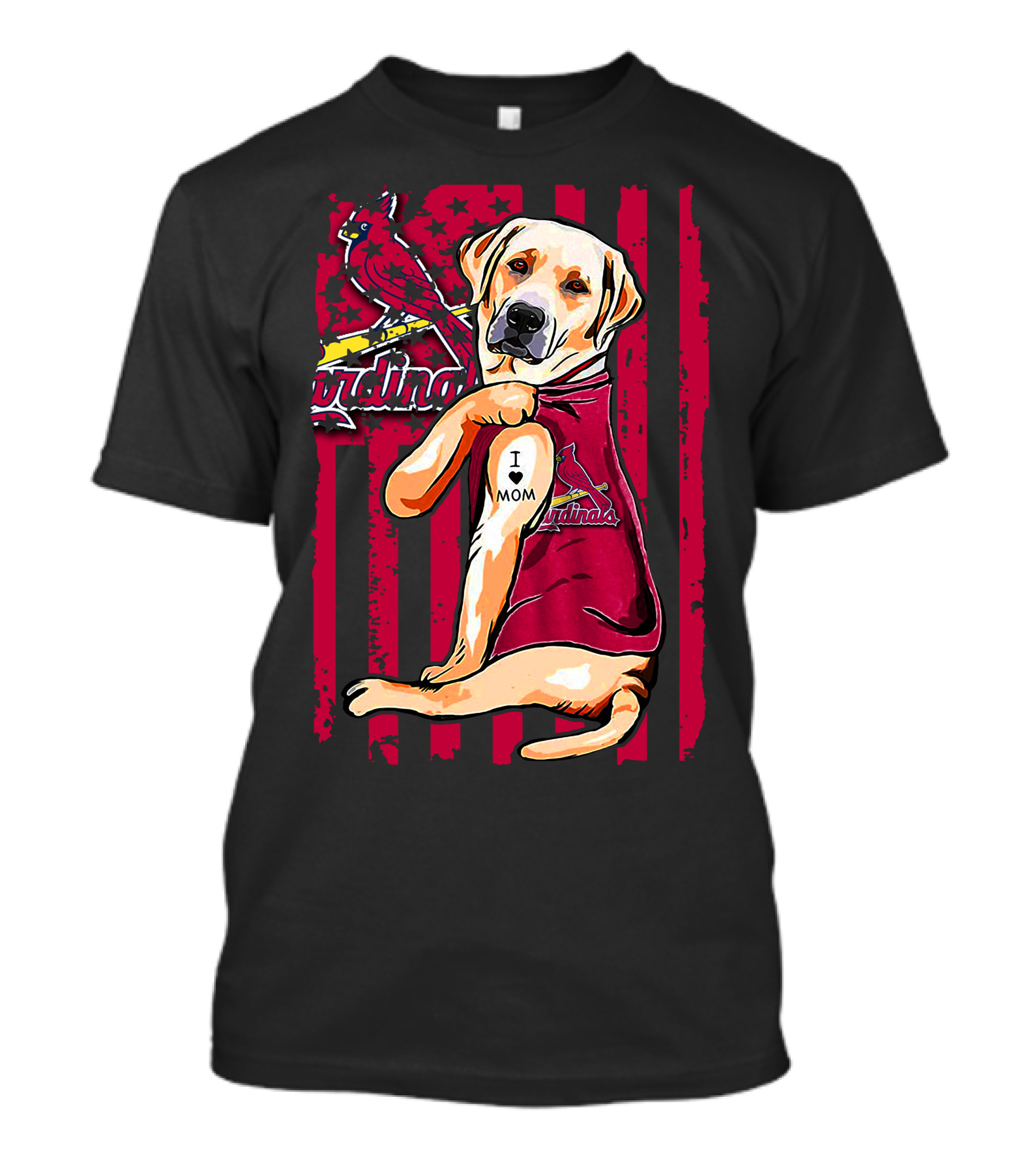 Labrador Retriever I Love Mom St. Louis Cardinals T-Shirt