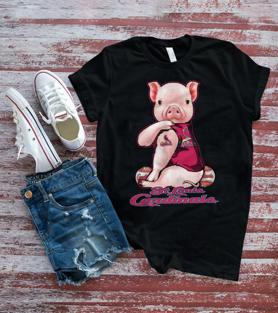 St. Louis Cardinals Pig With Baseballs T-Shirt