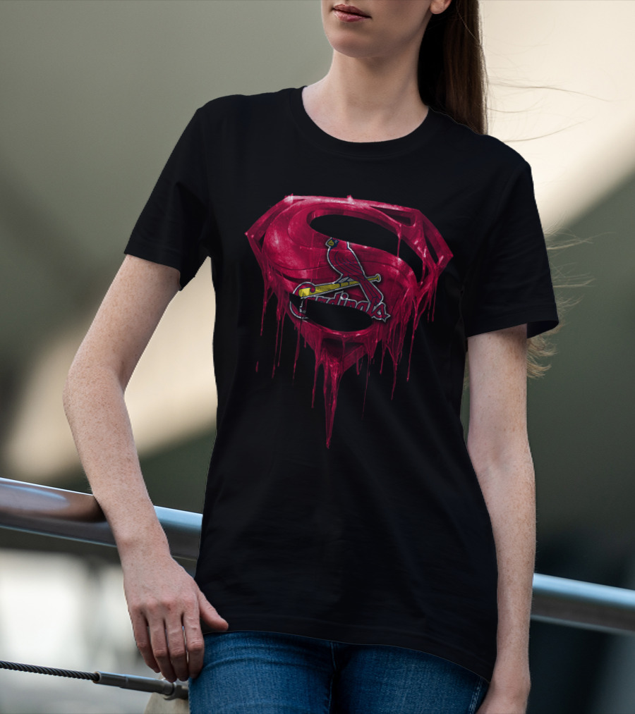 Superman Logo St. Louis Cardinals Fusion Dripping Effect T-Shirt