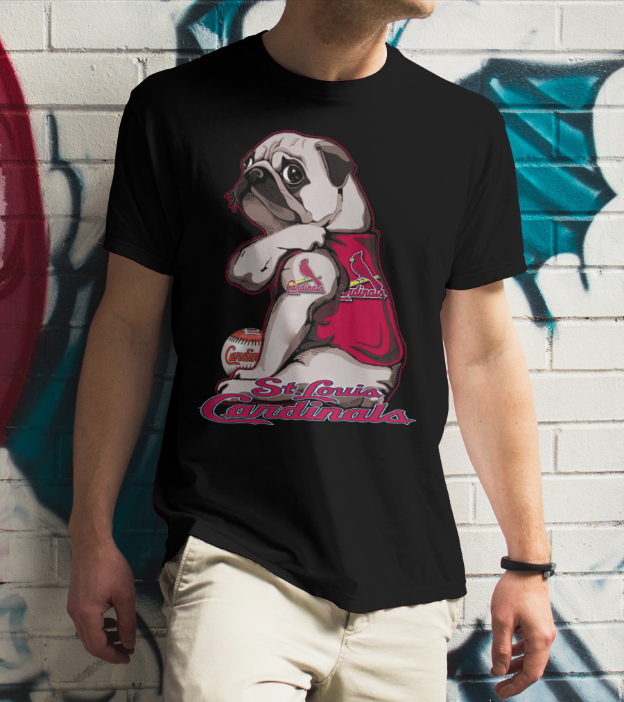 St. Louis Cardinals Pug With Baseball T-Shirt
