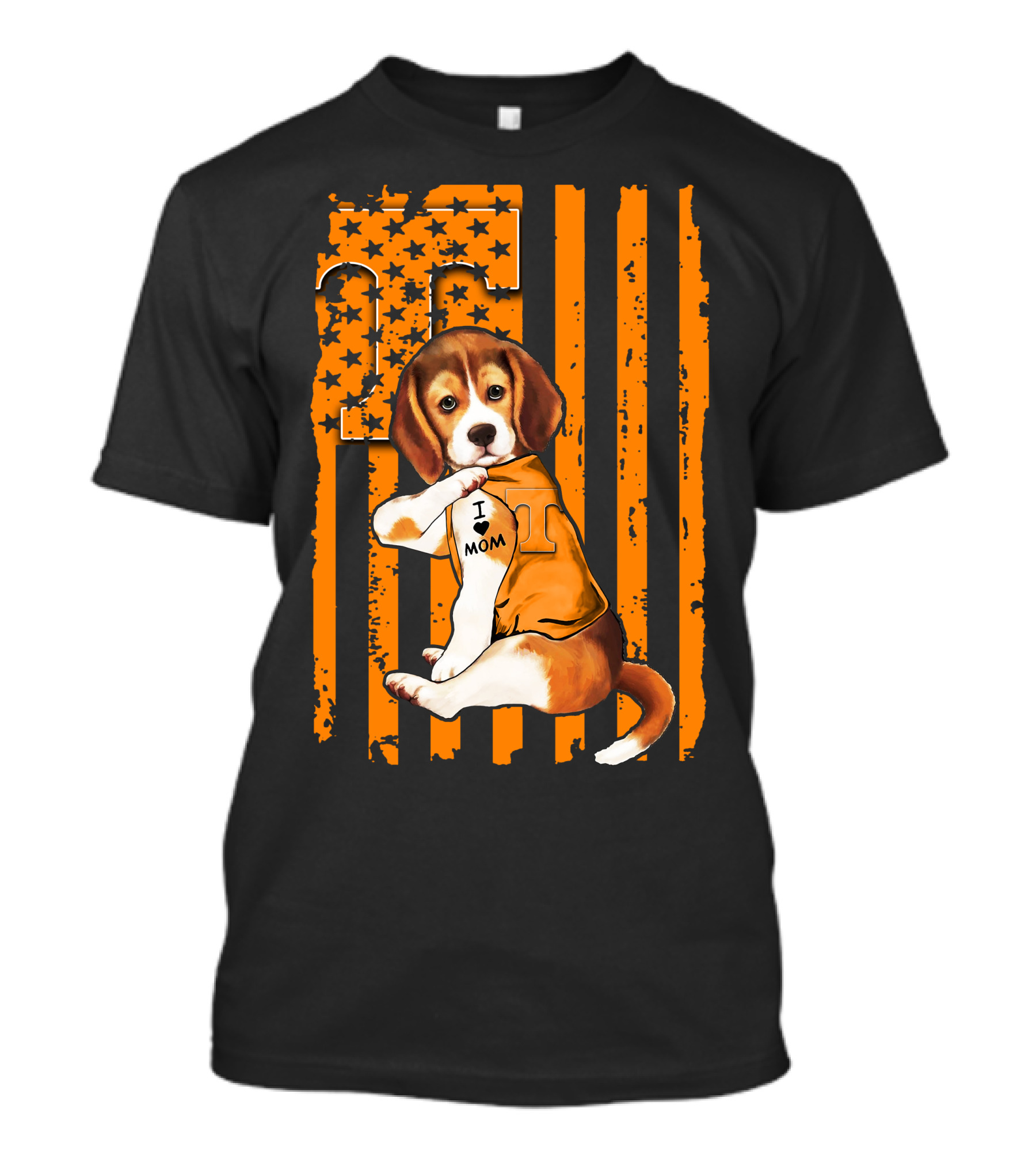Beagle Tennessee Volunteers I Love Mom Stripes Orange Black T-Shirt