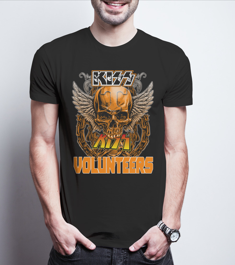 Kiss Tennessee Volunteers Skull Wings Chain T-Shirt
